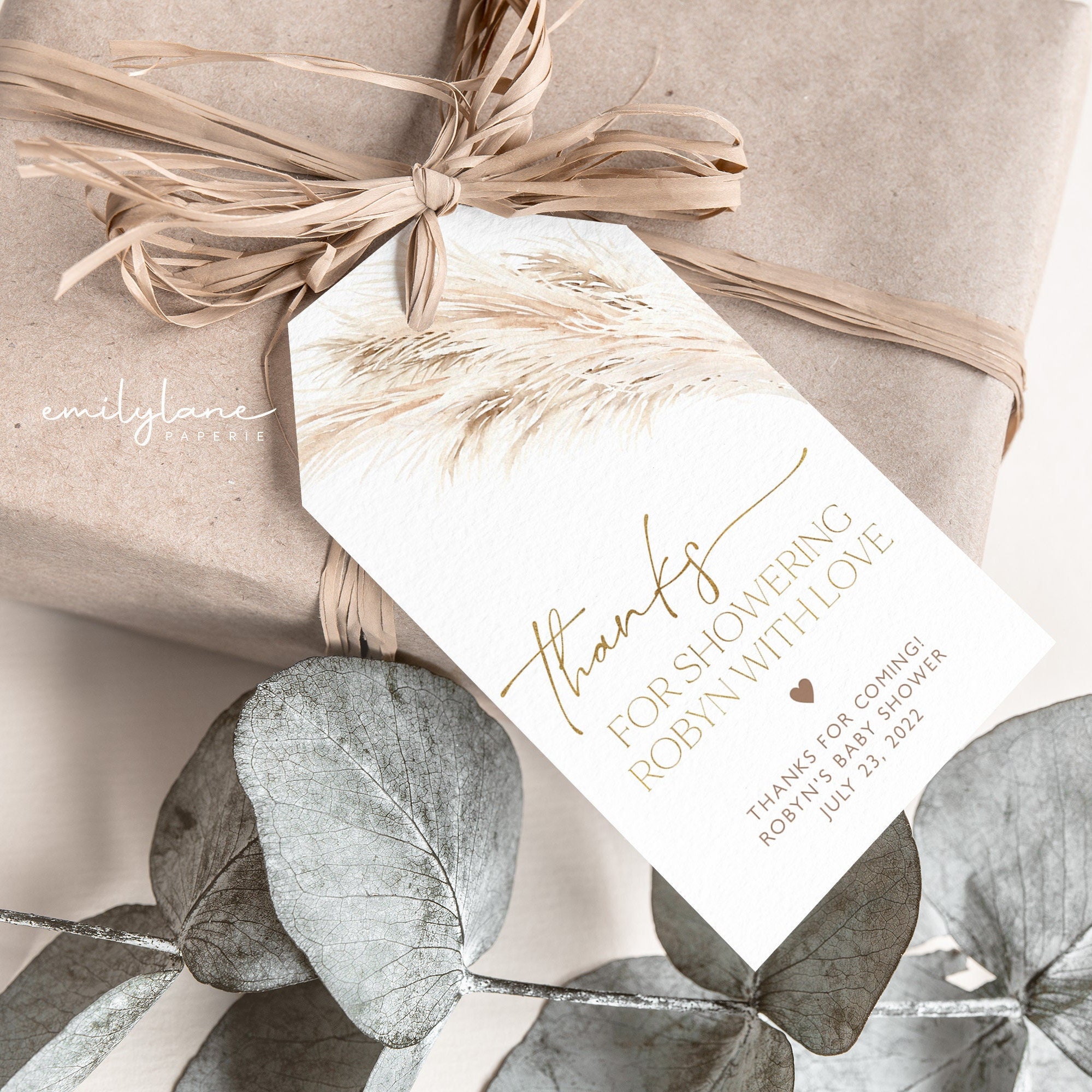 Boho Baby Shower Favor Tag Pampas Grass Thank You Tag Gender - Etsy ...
