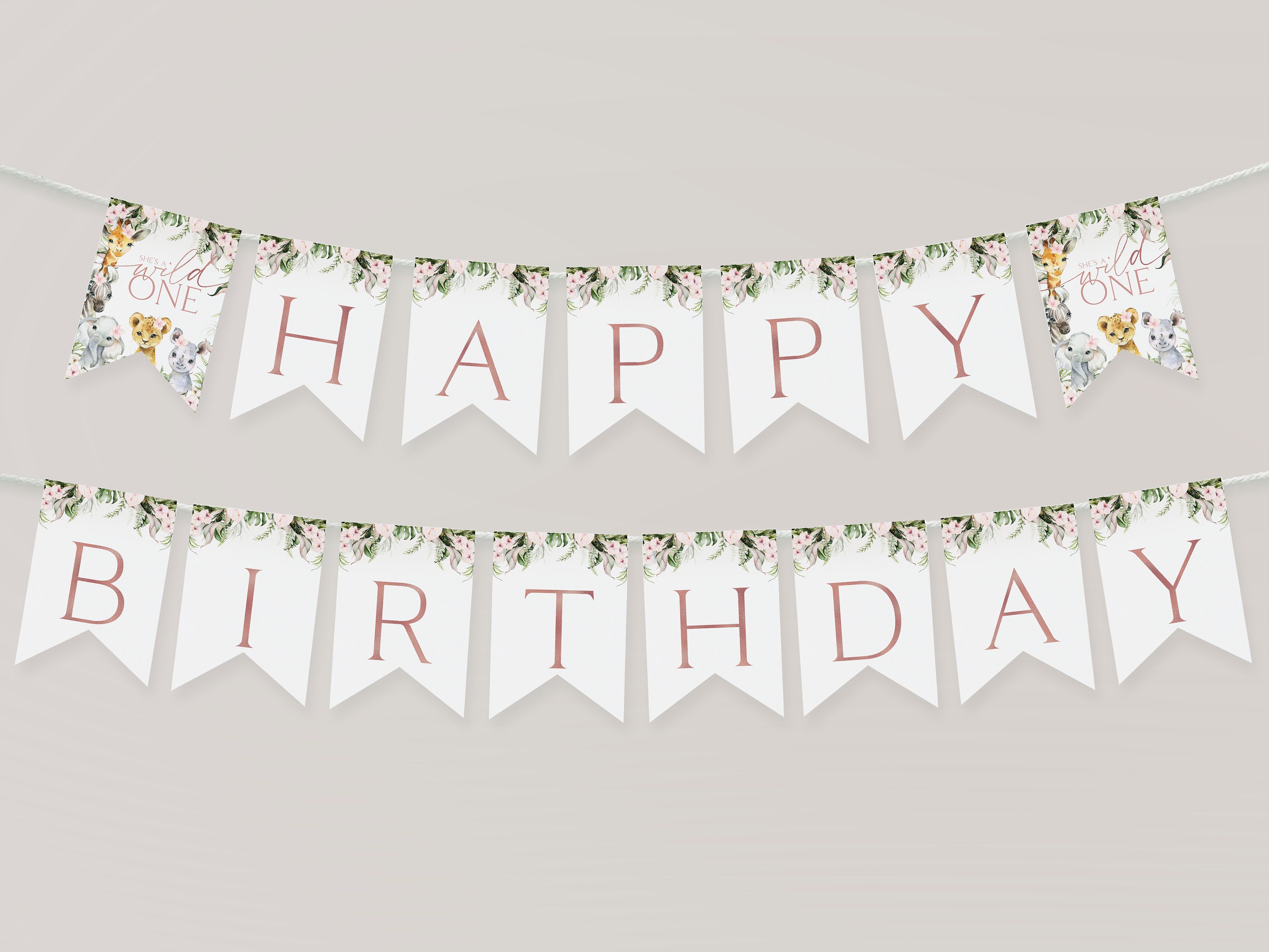 Striscione di compleanno per ragazze selvagge: decorazioni per il primo compleanno in stile safari (stampabili) - Italia