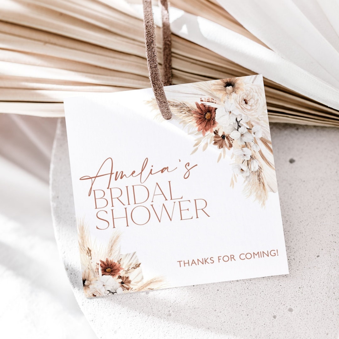 Boho Floral Thank You Favor Tag, Boho Bridal Shower Thank You Favor Tag ...