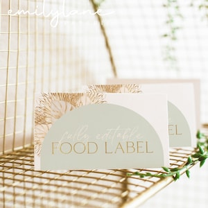 Boho Arch Food Labels, Boho Wild One Food Label Card, Safari Birthday Food Tags, Folded Food Cards, Tented Food Labels, Food Cards, BD28