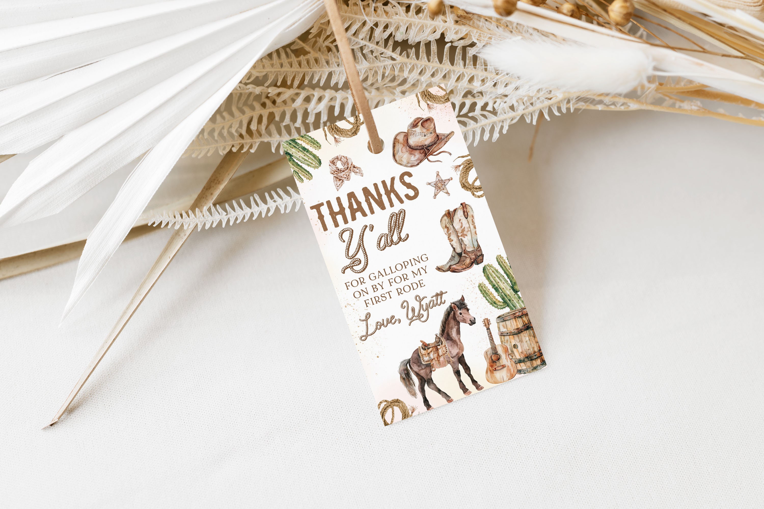 First Rodeo Birthday Favor Tag, Western Birthday Thank You Tag, Western ...