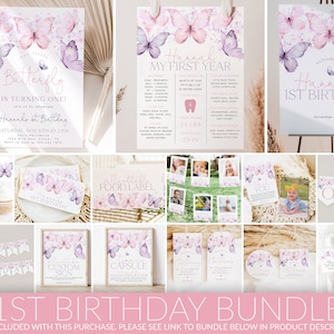 Butterfly Birthday Invitation, 1st Birthday Invite, First Birthday Invitation, Butterfly Birthday, Birthday Girl, Girl Butterfly Party, BD18 image 6