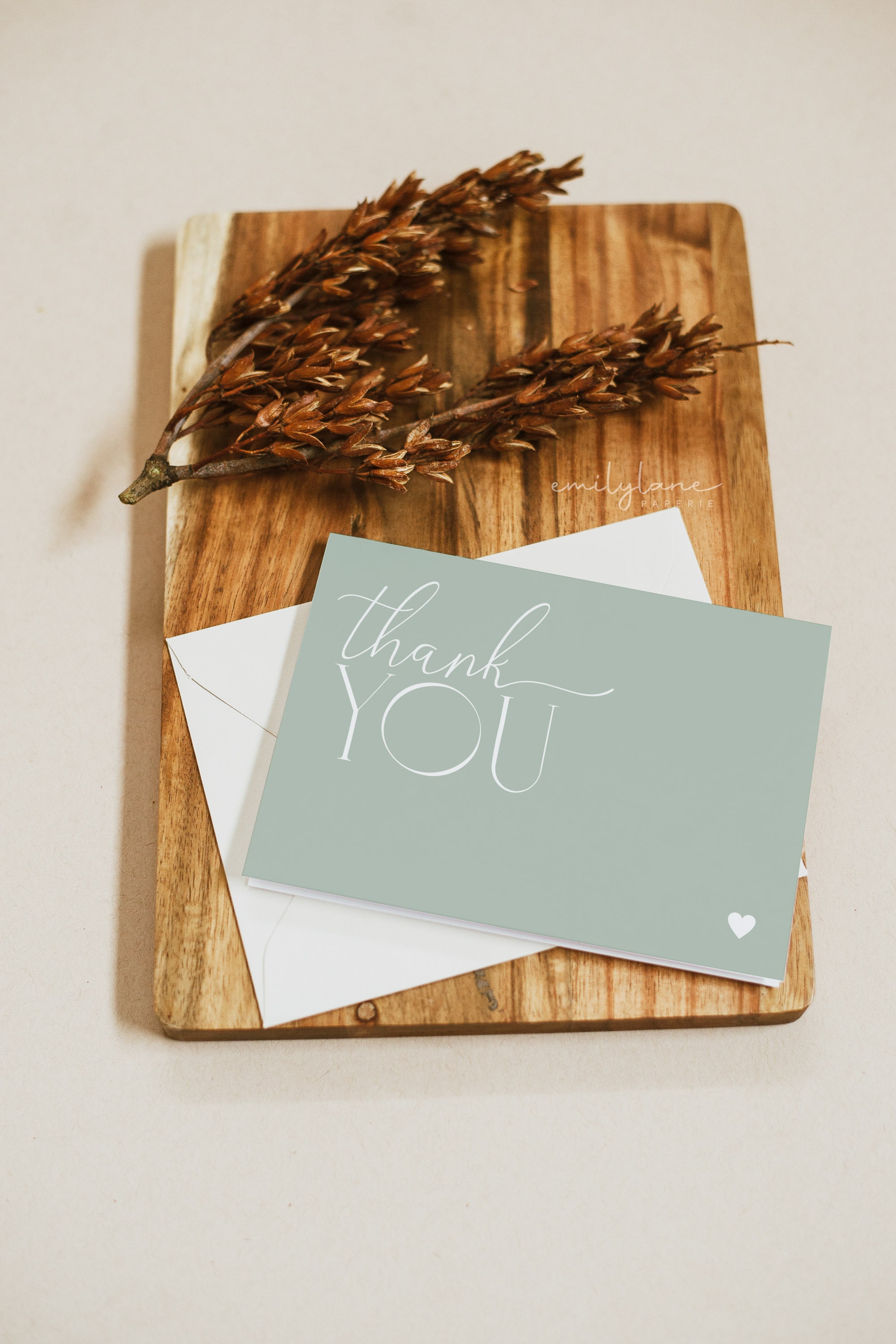 セージグリーンのサンキューカードテンプレート、ボヘミアンサンキューカードの印刷可能、モダンなベビーシャワーサンキューカード、ミニマルサンキューカード、インスタントダウンロード、BBS16  - Etsy 日本