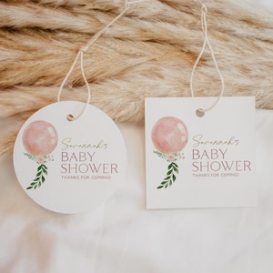 Pink Balloon Thank You Favor Tag, Girl Baby Shower Thank You Favor Tag, Pink Baby Shower Thank You, Girl Baby Shower, Editable, BBS20