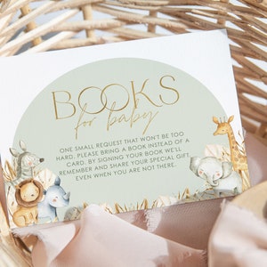 Boho Safari Books for Baby Card, Jungle Safari Books for Baby Insert, Baby Shower Insert Cards, Boho Baby Shower, Jungle Baby Shower, BBS43