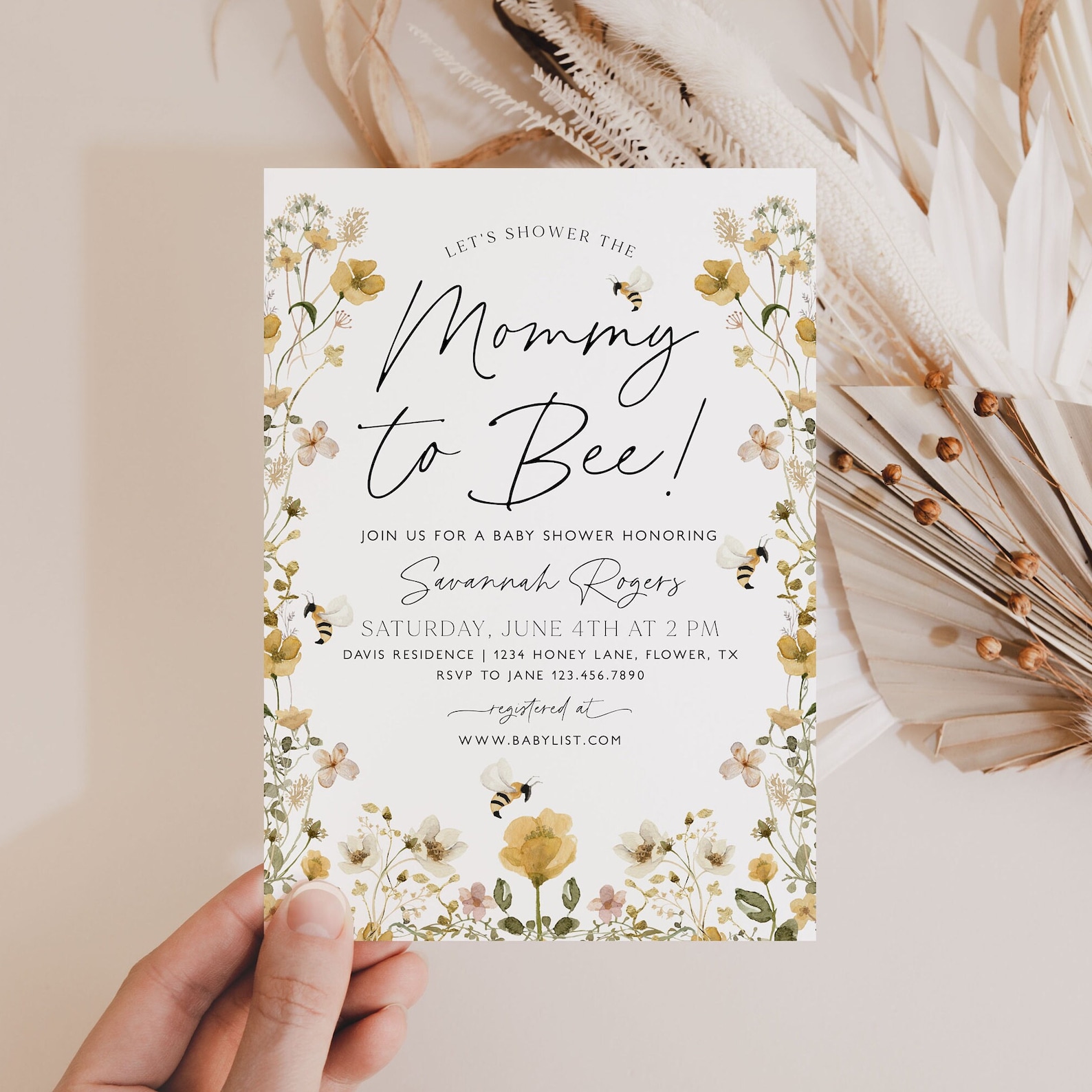 wildflower baby shower invitations