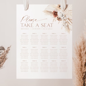 Boho Seating Chart, Wedding Seating Chart, Boho Floral Seating Chart Template, Printable Seating Chart, Editable Boho Seating Chart, WI09