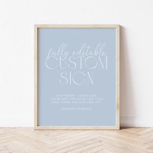 Blue Minimal Boho Editable Sign, Custom 8x10 Sign, Blue Baby Shower Editable Sign 8x10, Custom Text Sign, Printable Signs Baby Shower, BBS18
