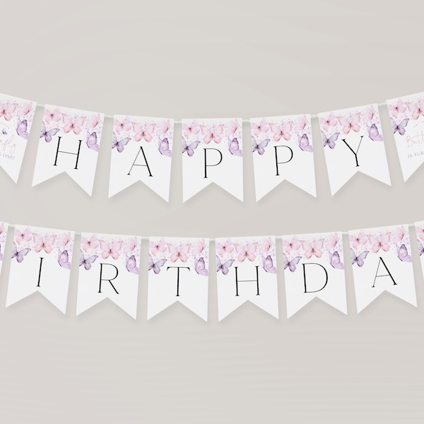 Butterfly Birthday Banner - Etsy