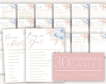 Boho Gender Reveal Party Games, Boho Gender Reveal Games Bundle, Printable Games, Gender Reveal Games Pack, Boho Gender Reveal Party, BBS53