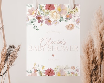 Baby Shower Welcome Sign, Floral Baby Welcome Sign, Girl Baby Shower Welcome Sign, Baby in Bloom Baby Shower Sign, Printable Sign, BBS29
