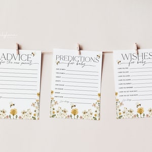 Consejos de baby shower, juego de baby shower de abejas, predicciones de baby shower, deseos de baby shower, tarjeta de consejos, juego de baby shower de mamá a abeja, BBS31