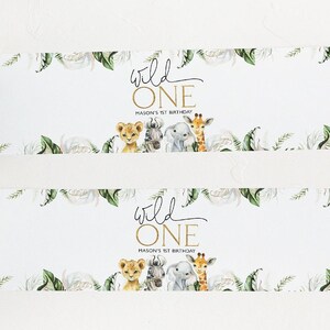 Wild One Water Bottle Label, Safari 1st Birthday Water Label, Printable ...