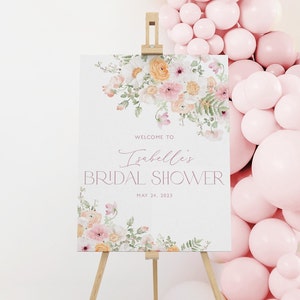 Floral Bridal Shower Welcome Sign Template, Spring Bridal Shower Welcome Poster, Pink Bridal Shower Welcome Sign, Love in Bloom Shower, BS31