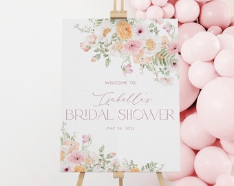 Floral Bridal Shower Welcome Sign Template, Spring Bridal Shower Welcome Poster, Pink Bridal Shower Welcome Sign, Love in Bloom Shower, BS31