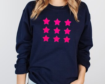 Neon Star Sweatshirt, Pink Stars Jumper