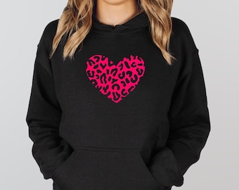 Heart Hoodie, Animal Print Heart Top, Neon Heart Top, Leopard Heart, Zebra Print Hoodie, Heart Sweatshirt, Neon Leopard, Gifts for Her