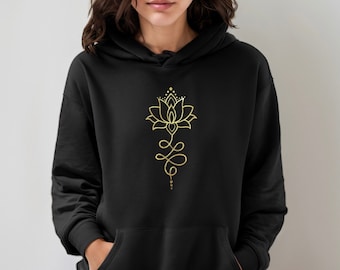 Unalome Lotus Flower Hoodie, Yoga / Pilates Hooded Top, Namaste Sweatshirt, Meditation / Spiritual Gifts