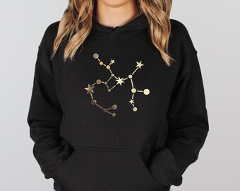 Zodiac Star Sign Hoodie, Horoscope Hooded Top, Astrology Gifts, Constellation Sweatshirt