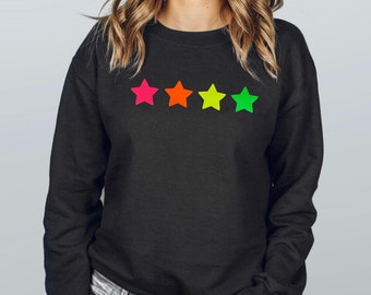 Star Sweatshirt, Neon Star Top, Star Jumper, Star Sweater, Pink Star, Ladies Sweatshirts, Gifts for Her, Girlfriend Gifts, Best Friend Gifts