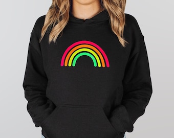 Neon Rainbow Hoodie, Festival Sweatshirt