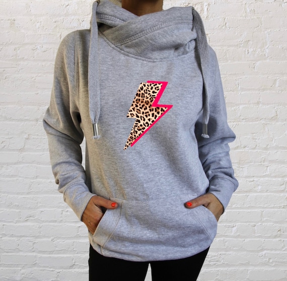 Lightning Bolt Hoodie Flash Hoodie Cowl Neck Hoodie Neon Lightning Bolt Estampado de leopardo Sudadera de mujer Sudaderas con capucha graficas Regalos para ella Etsy Mexico