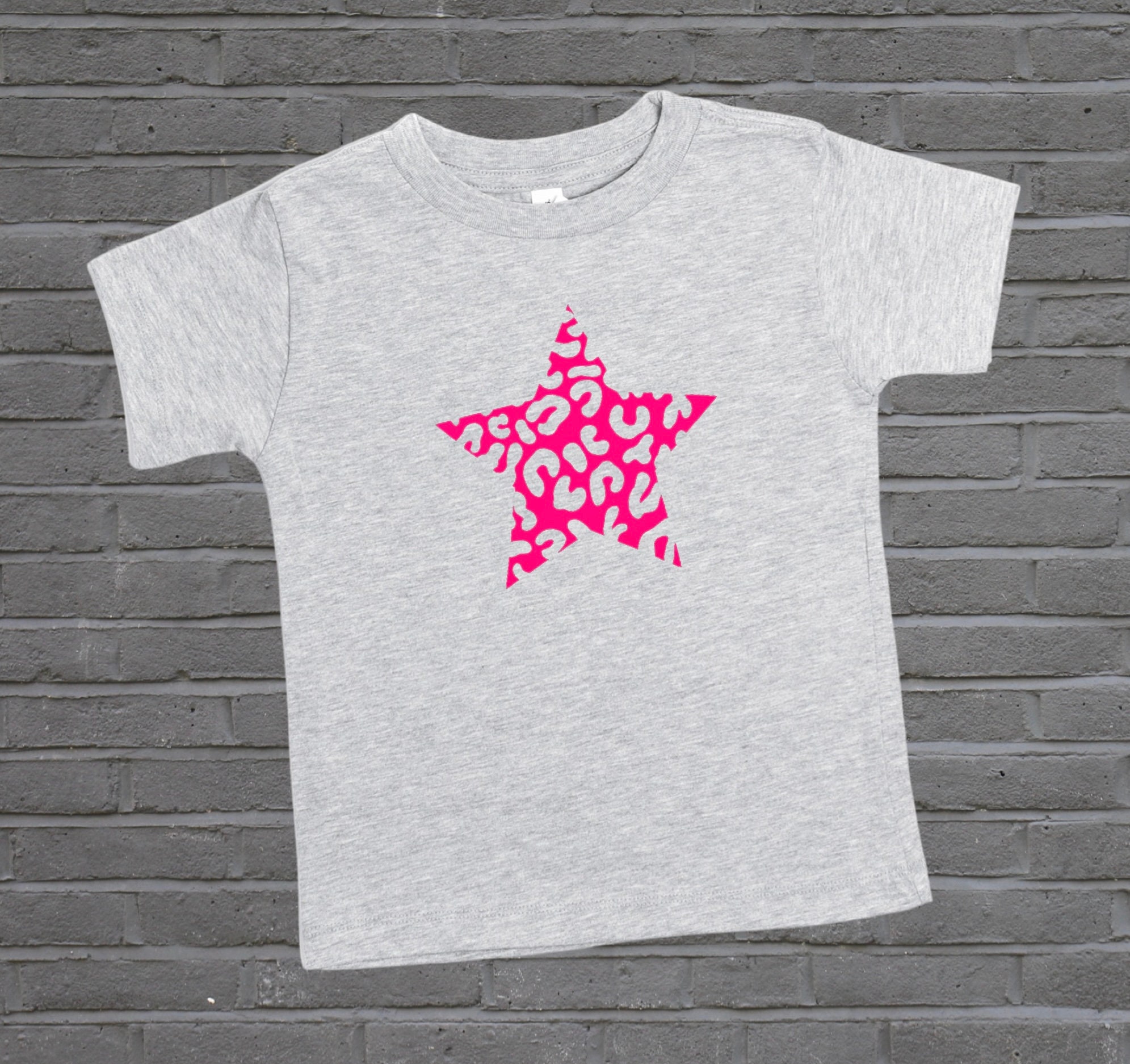 Girls Leopard Print Star Tshirt, Kids Animal Print Star Top