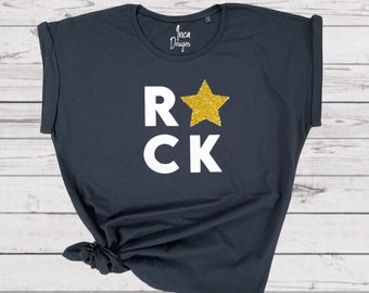 Rock Star Glitter Printed Tshirt