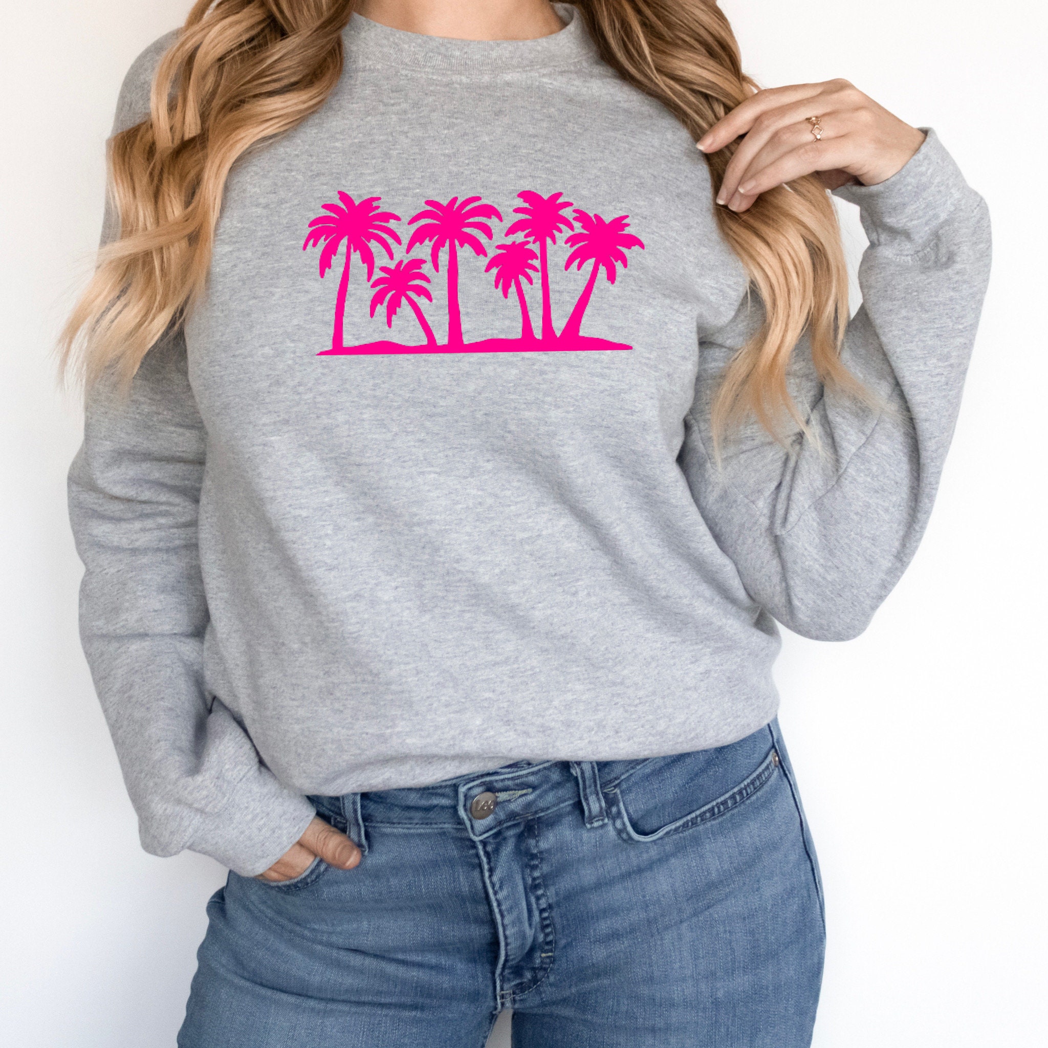 Palm Tree Sweatshirt, Tropical Sweatshirt, Neon Palm Trees