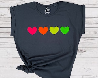 Neon Rainbow Hearts Tshirt