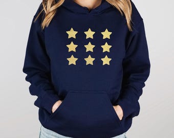 Neon Star Hoodie, Metallic Stars Hooded Top