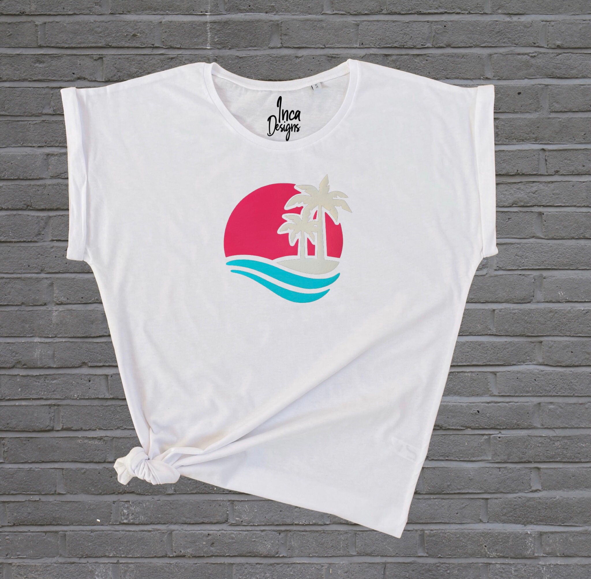 Palm Tree Shirt Tropical Print Shirt Beach Tshirt Holiday Etsy