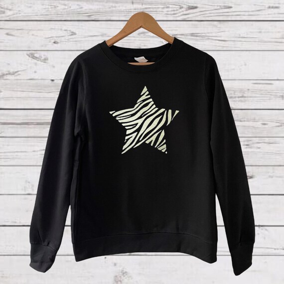Star Sweatshirt Animal Print Star Top Leopard Star Zebra Etsy