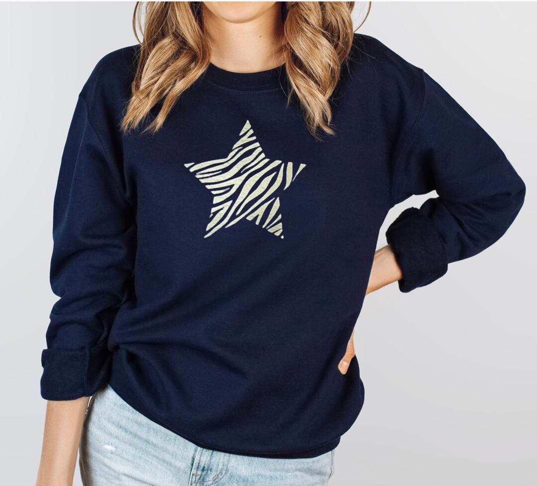 Star Sweatshirt, Animal Print Star Top, Leopard Star, Zebra Print Top
