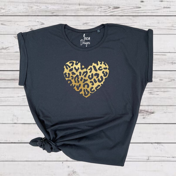 Ladies T Shirts, Leopard Print, Zebra Print, Snake Print, Heart Tshirt, Metallic Tshirt, Gifts for Her, Best Friend Gifts, Girlfriend Gift