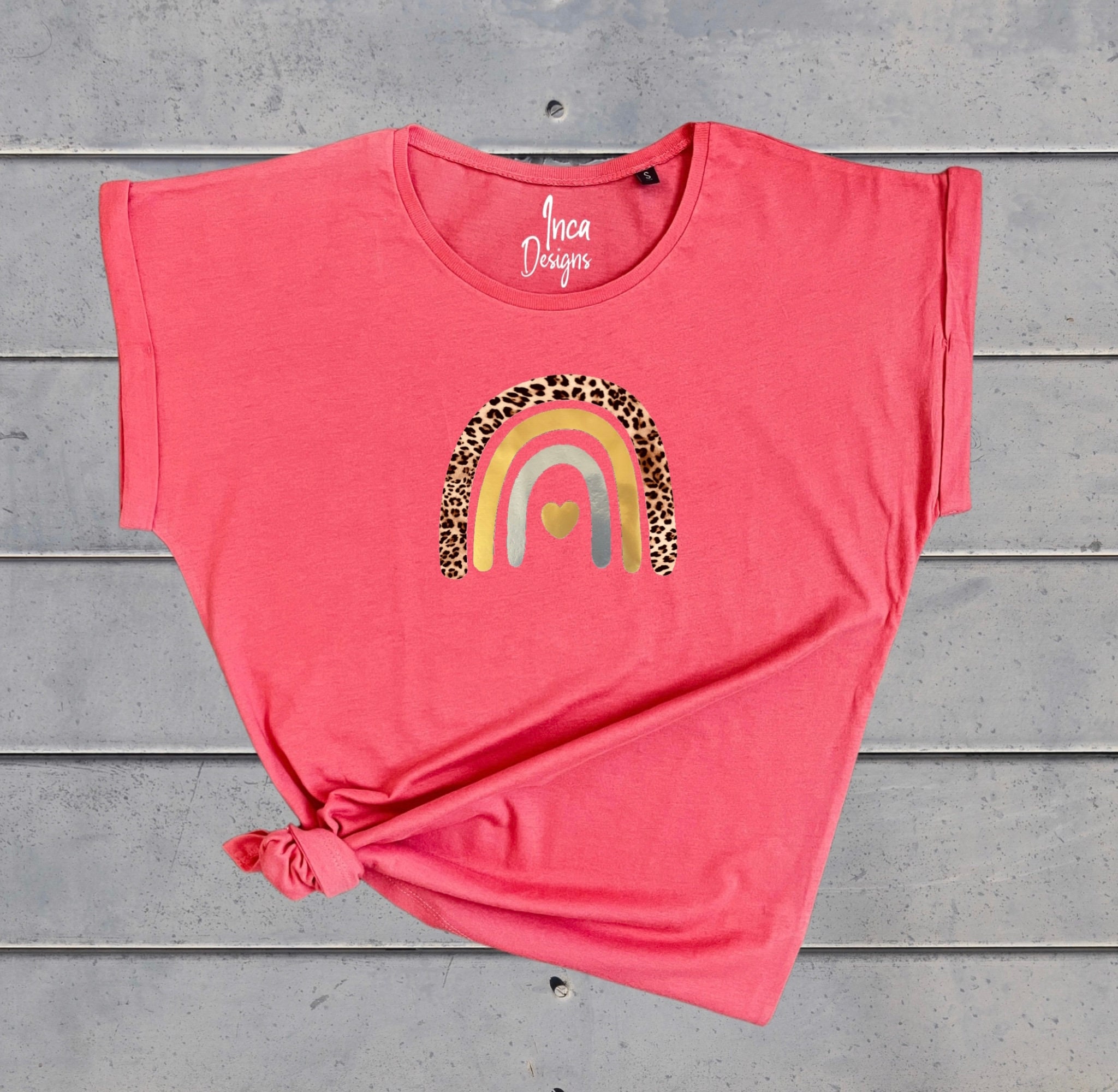 Leopard Print T Shirt Rainbow Tshirt Womens Clothing Scandi Etsy