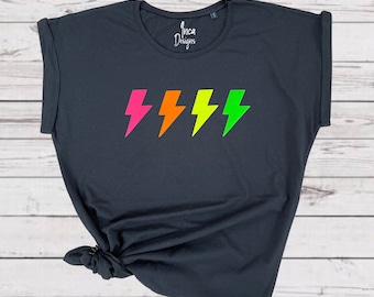 Neon Lightning Bolt Tshirt, Thunder Bolt Flash Top