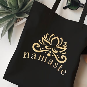 Namaste Tasche, Yoga Tasche, Turntasche, Pilates Tasche, Bio-Baumwolltasche, Shopper Tragetasche, Canvas-Einkaufstasche, Tasche fürs Leben, wiederverwendbare Tasche