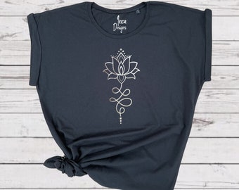 Unalome Tshirt, Lotus Flower T Shirt, Spiritual Gifts, Meditation Tshirt, Pilates Top, Buddhist Shirt, Namaste Shirt, Birthday Gifts For Her