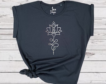 Lotus Flower Unalome Tshirt, Yoga / Pilates Namaste Top, Spiritual / Meditation Gift