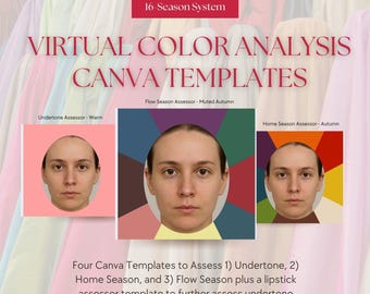 16‑Season Virtual Color Analysis Toolkit | Canva Templates | Assess Undertone, Home and Flow Seasons, Lipstick Assessor | Video Guide