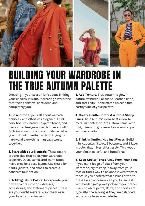 True Autumn Color Season Guide | Digital PDF Download | Wardrobe & Makeup Guide for Your Color Analysis True Autumn Color Season Guide | Digital PDF Download | Wardrobe & Makeup Guide for Your Color Analysis