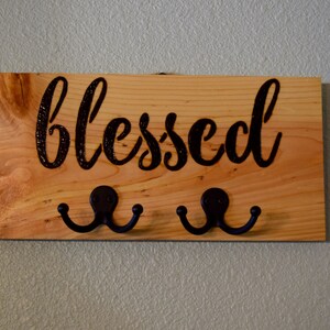 Handmade Pine &quot;Blessed&quot; Key Rack