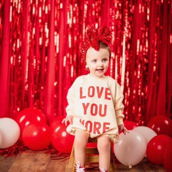 LOVE YOU MORE, Valentine's Bubble Romper