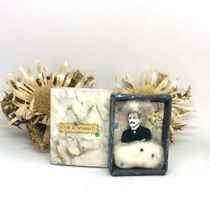 Diorama collage di carta 3D, regalo per papà sognatore, scatola per messaggi per la festa del papà, pezzo unico, piccola opera d'arte da collezionare