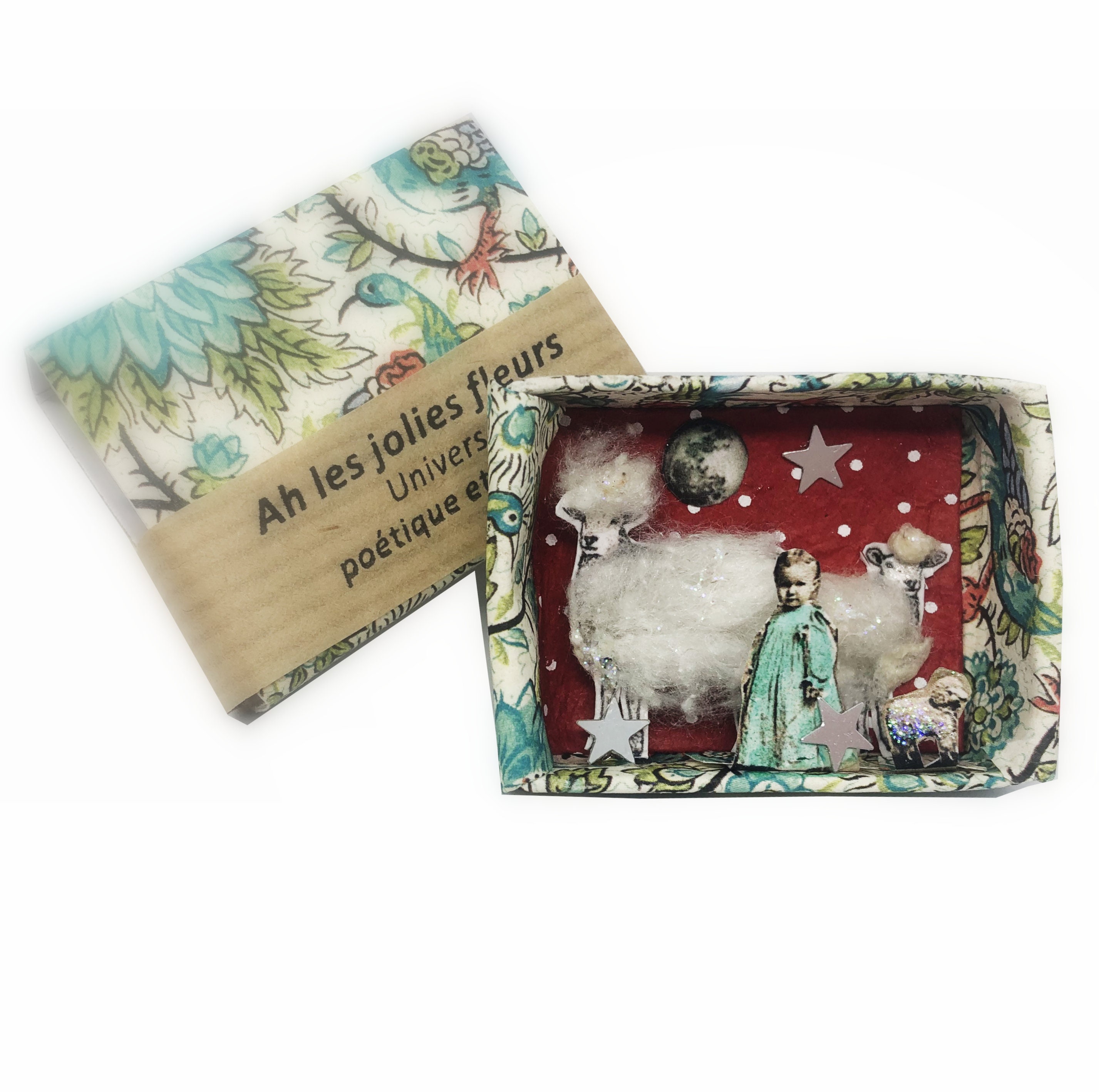 Diorama Scene Miniature, Diorama Stille Nacht, Artbox, Boite Douce Nuit Mouton, Handmade Matchbox Gi