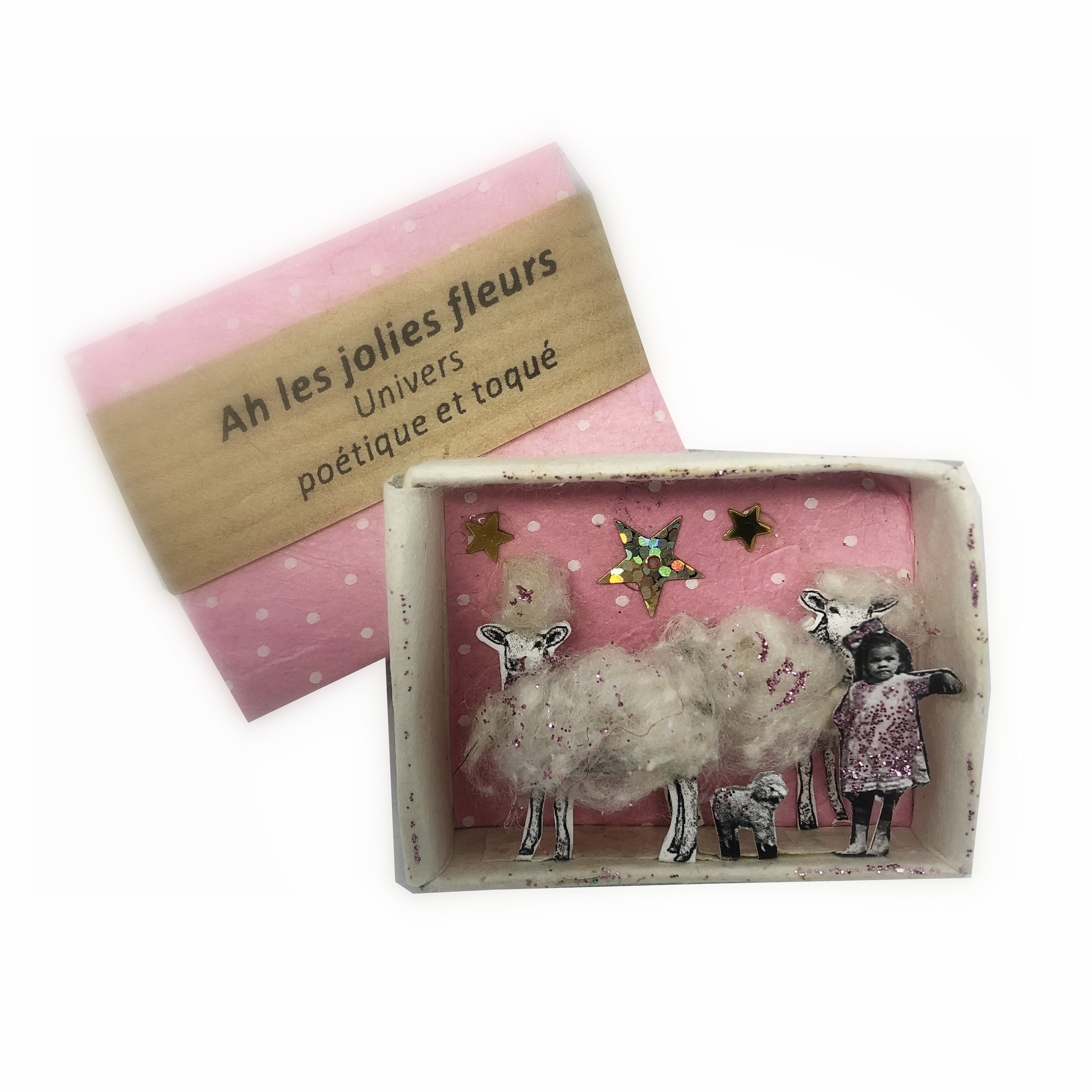 Diorama Scene Miniature, Matchbox Dream Sheep, Boite Doux Rêve Mouton, Handmade Sheep Gift For Girl,