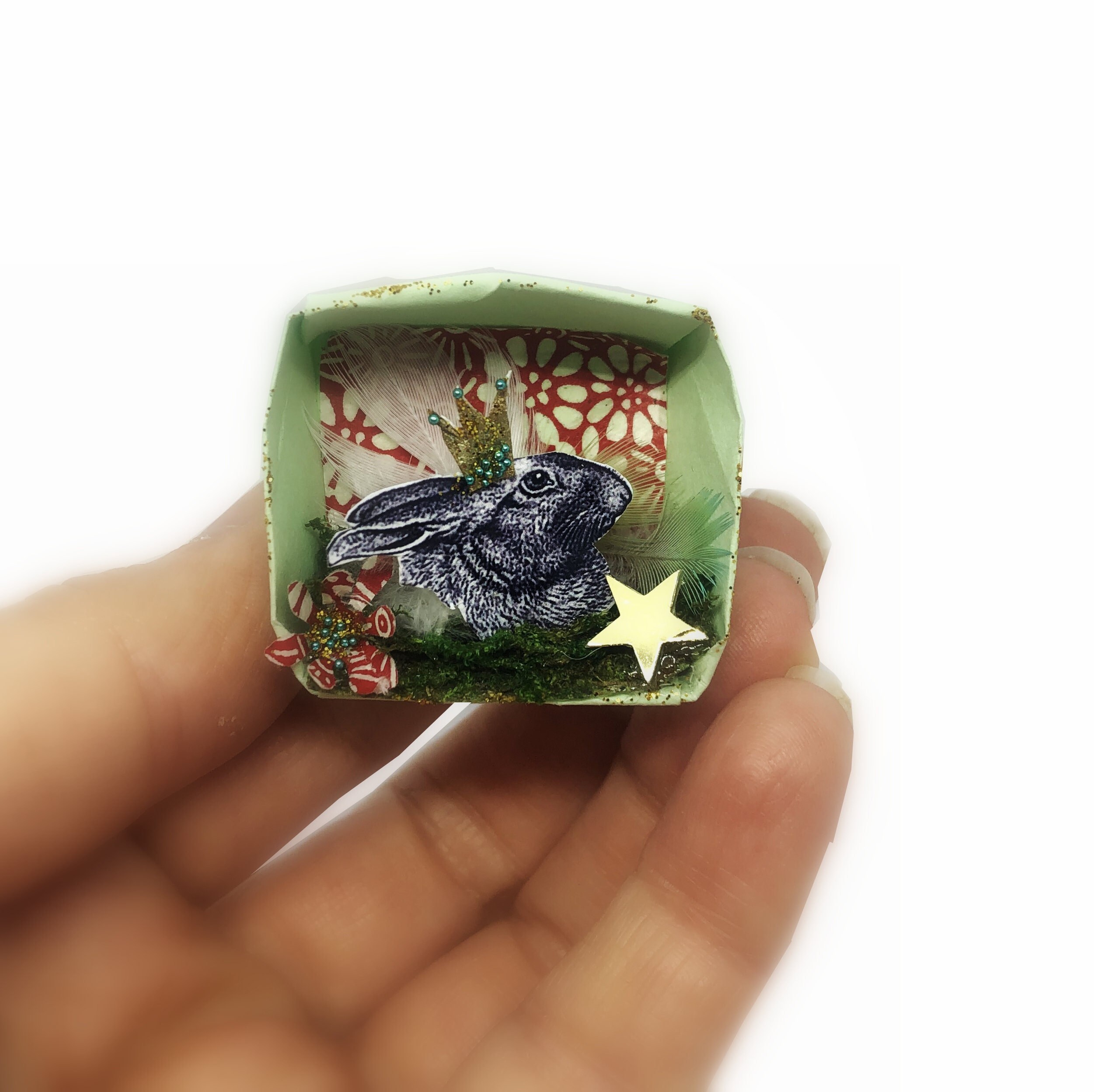 Boite Origami Lapin Pâques, Miniature Box 3D Rabbit, Miniature Boite Origami, Minibox Easter Rabbit 