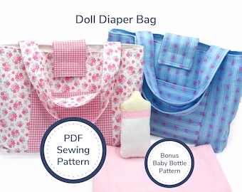 Baby Doll Diaper Bag Sewing Pattern: Includes Changing Mat & Bottle (PDF Download)