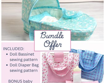 Baby Doll Bassinet & Diaper Bag Sewing Pattern: Includes Bottle Pattern (PDF Download)